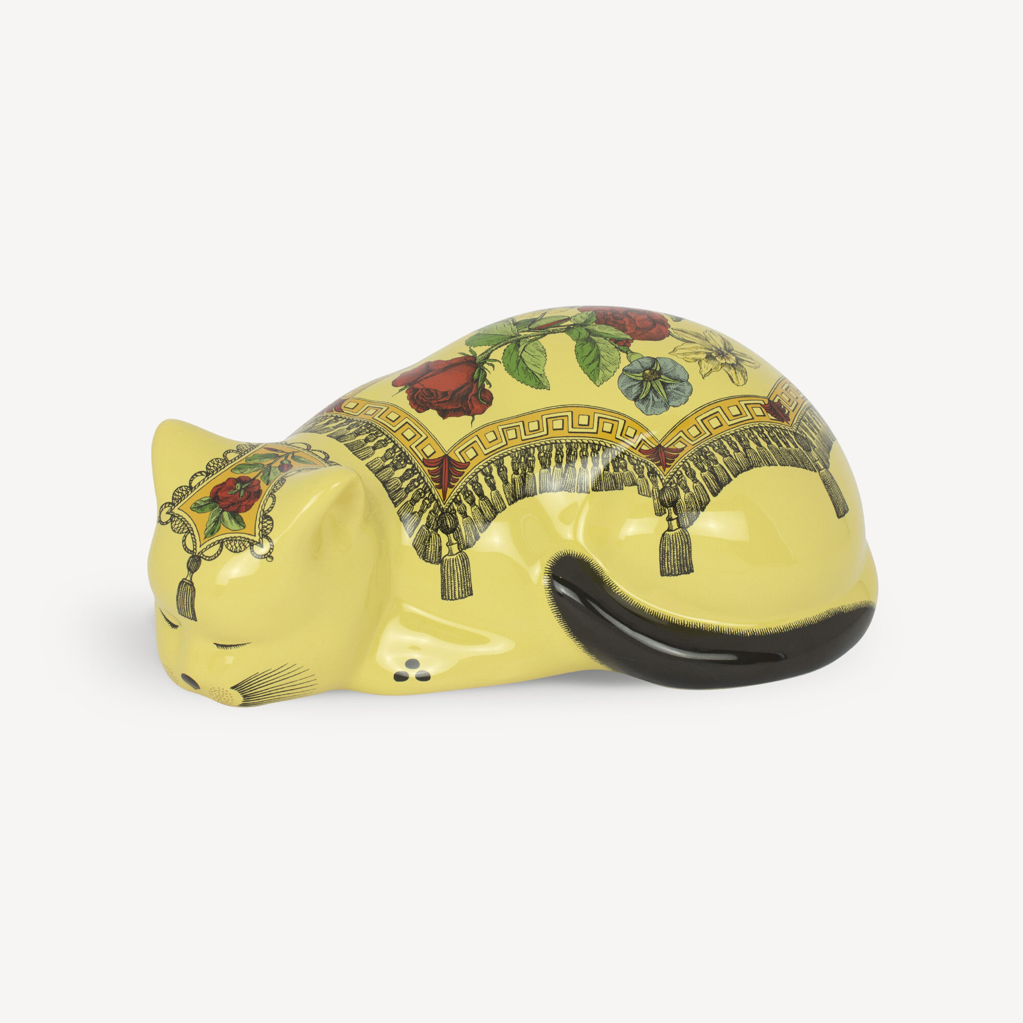 Fornasetti Mantellato cat-shaped ceramic decoration - Yellow