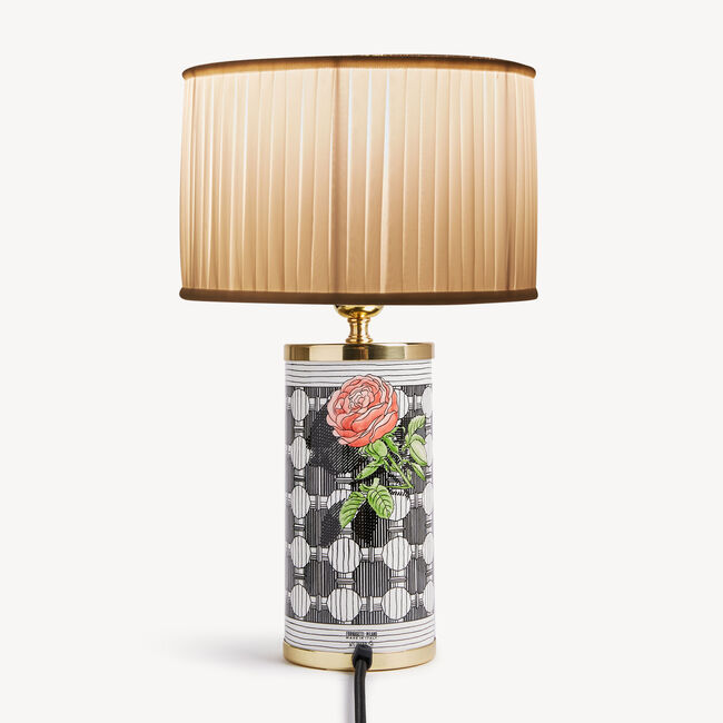 Shop Fornasetti Cylindrical Lampshade In Pleated Fabric In White