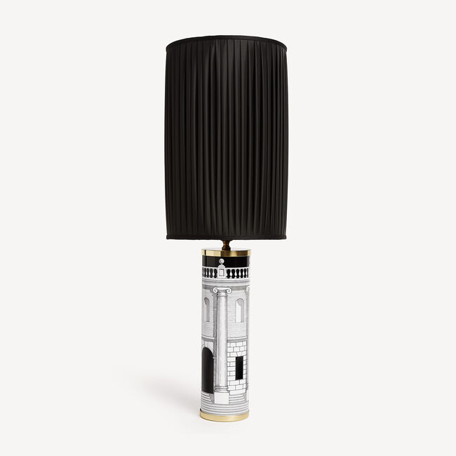 Fornasetti Cylindrical Pleated Lampshade In Black