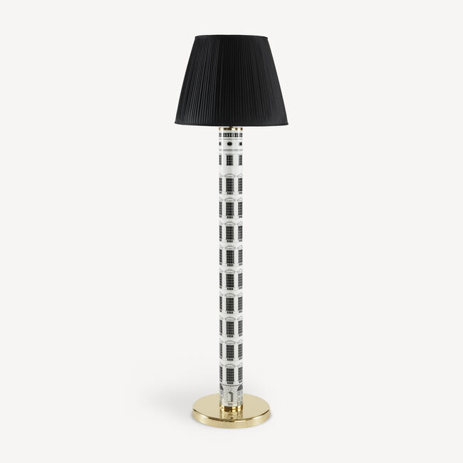 Fornasetti Conical Lampshade In Pleated Fabric In Black