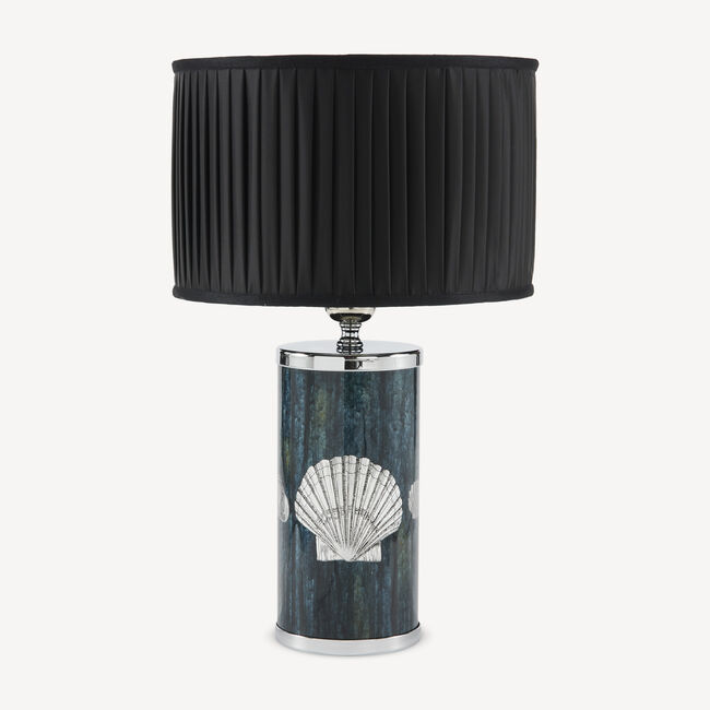 Fornasetti Cylindrical Lampshade In Pleated Fabric In Black