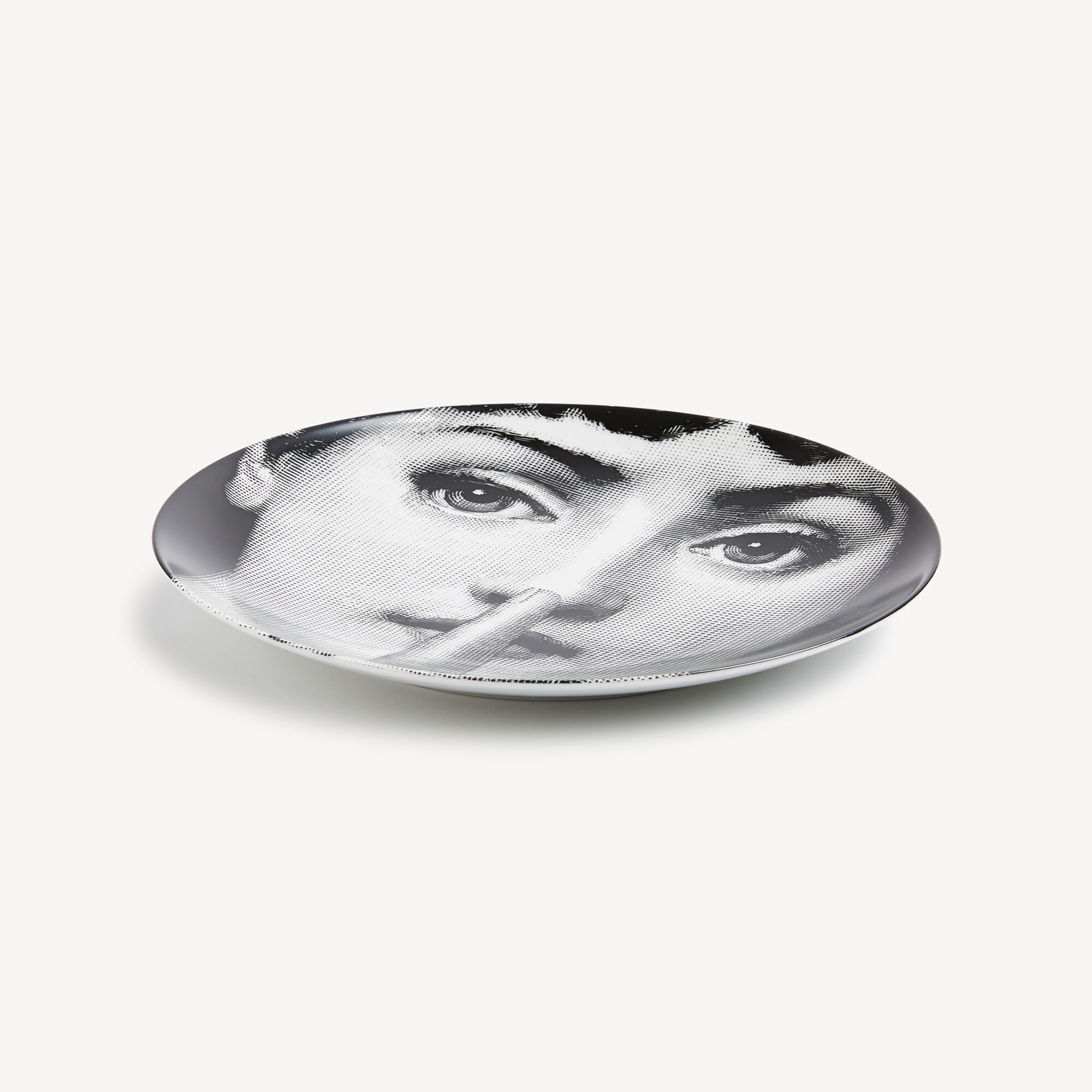 Fornasetti portrait and bow print plate - Black